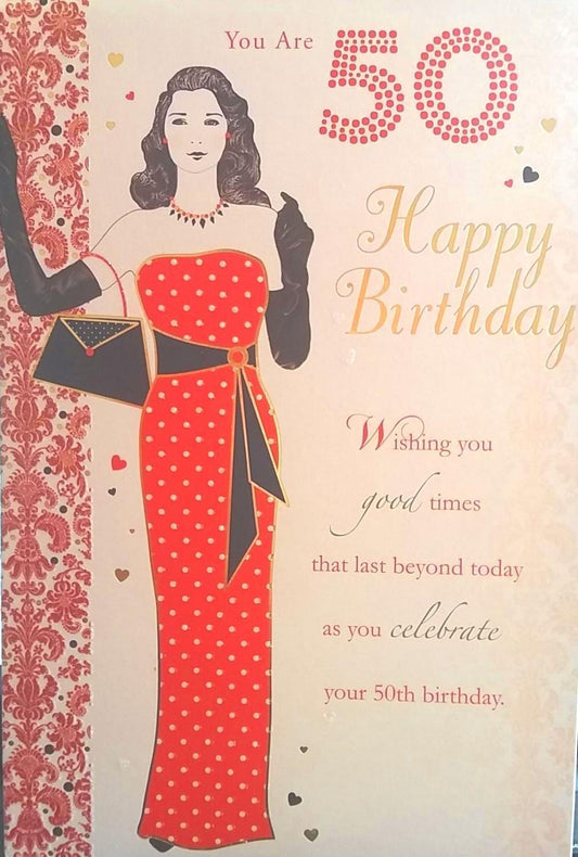 Beautiful Lady Design Sentimental Verse 50th Birthday Card