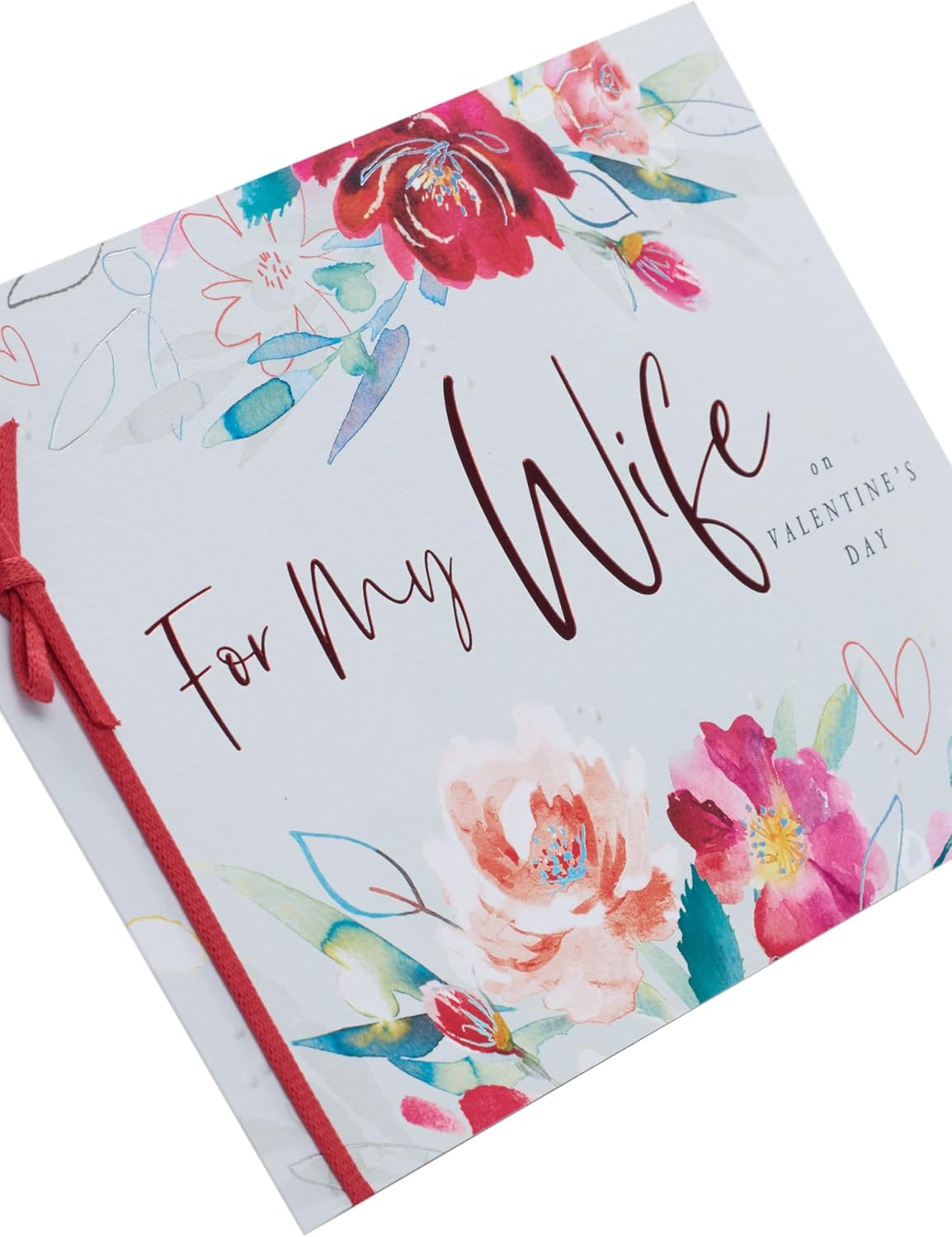 Pink Floral Design Wife Valentine's Day Card