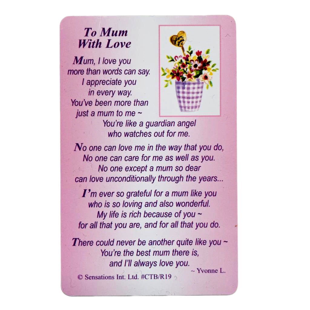 To Mum With Love (Sentimental Keepsake Wallet / Purse Card)...