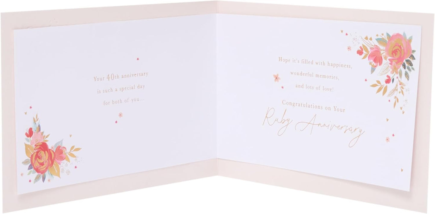 Gold Text Design 40th Wedding Anniversary Congratulations Card