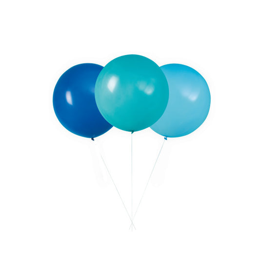 Pack of 3 24" Blue & Teal Giant Latex Balloons