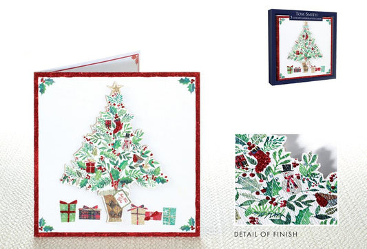Pack of 5 Handcrafted Christmas Tree Design Cards