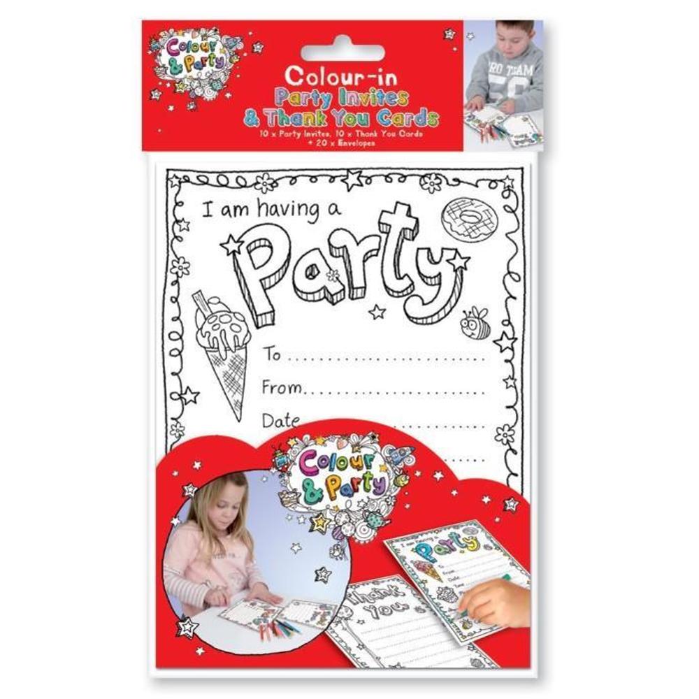 Pack of 10 Colour-in Invite & Thank You Cards
