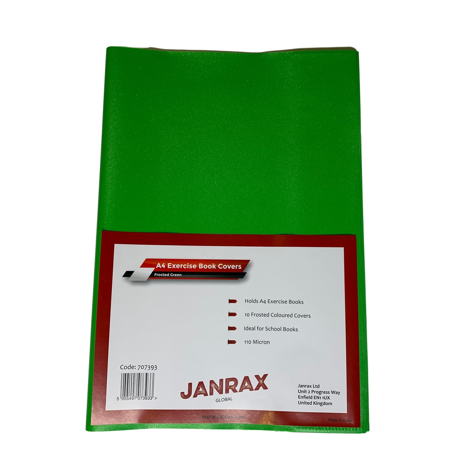 Pack of 10 A4 Frosted Green Exercise Book Covers