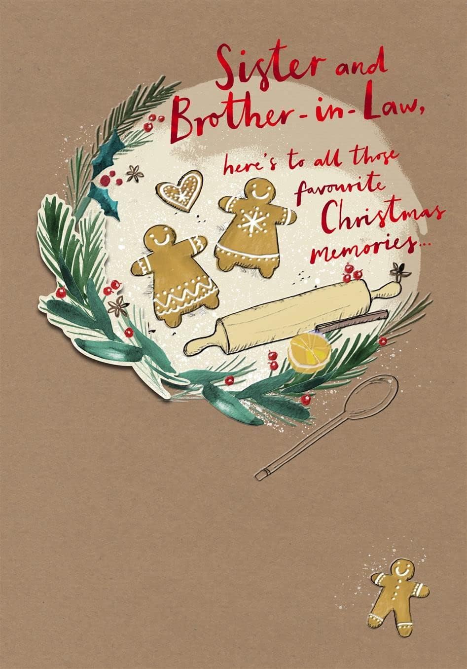 Favourite Memories Gingerbread Design Sister & Brother In Law Christmas Card
