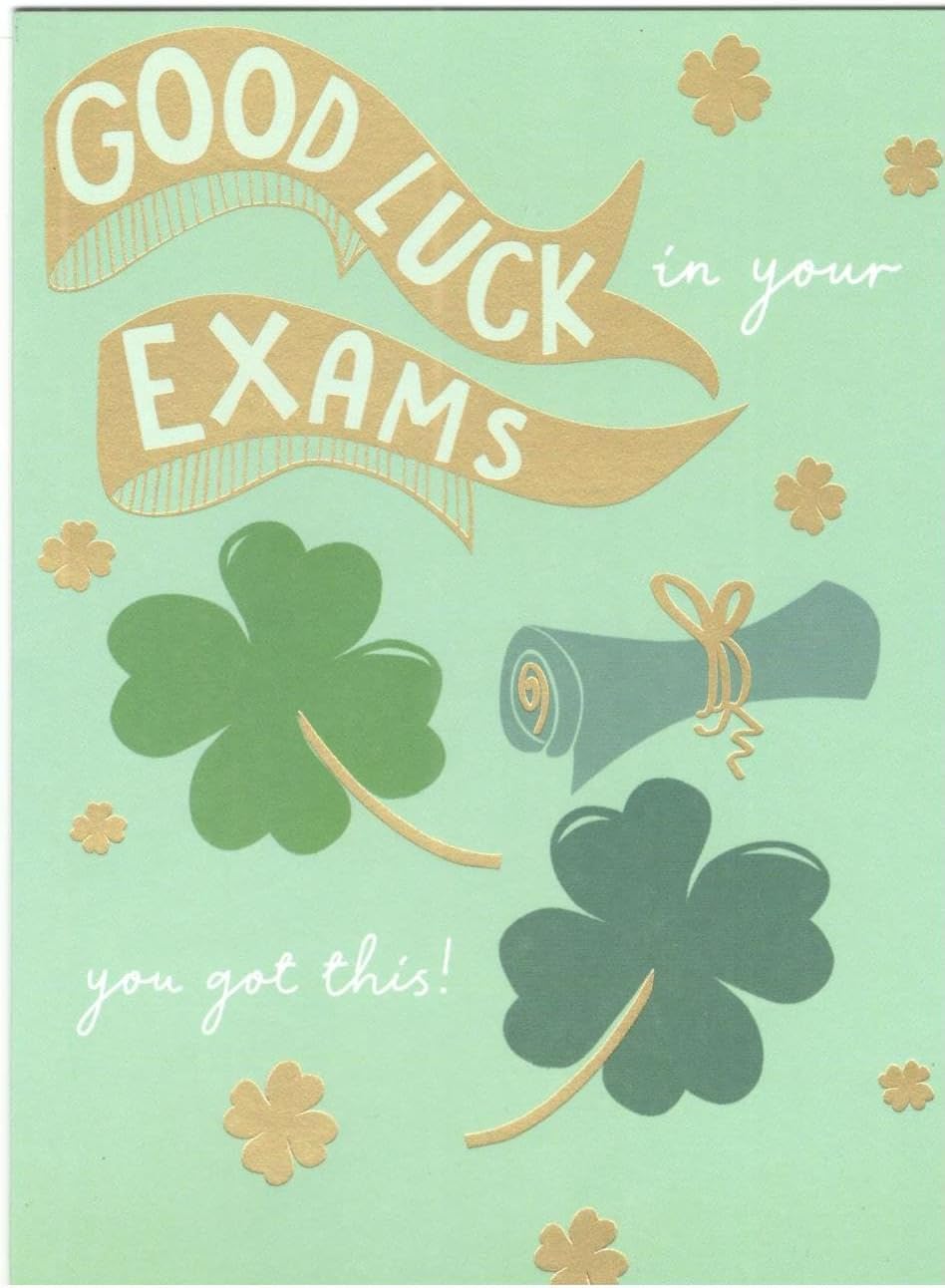 Four Leaf Clover Design Good Luck In Your Exams Card– Shop Inc