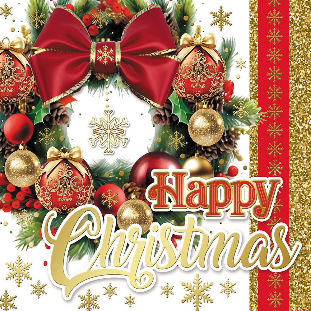 Pack of 10 Festive Wreath Christmas Boxed Cards