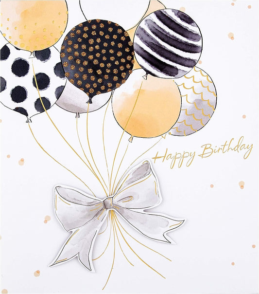 3D Effect Balloons and Bow Design Birthday Card