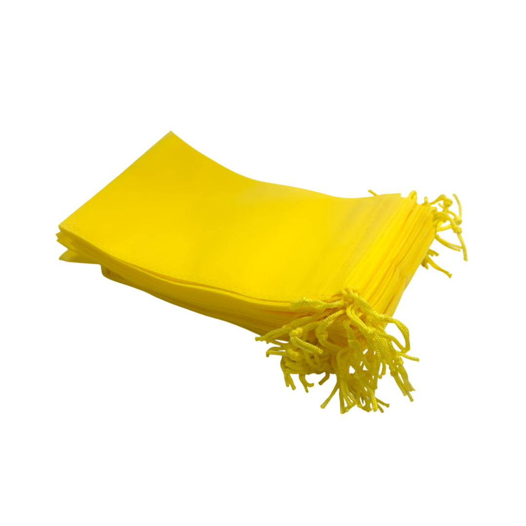 Pack of 50 Yellow Coloured 25x16cm Non-Woven Drawstring Bags