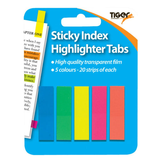 Pack of 100 Tiger Neon Index Tabs