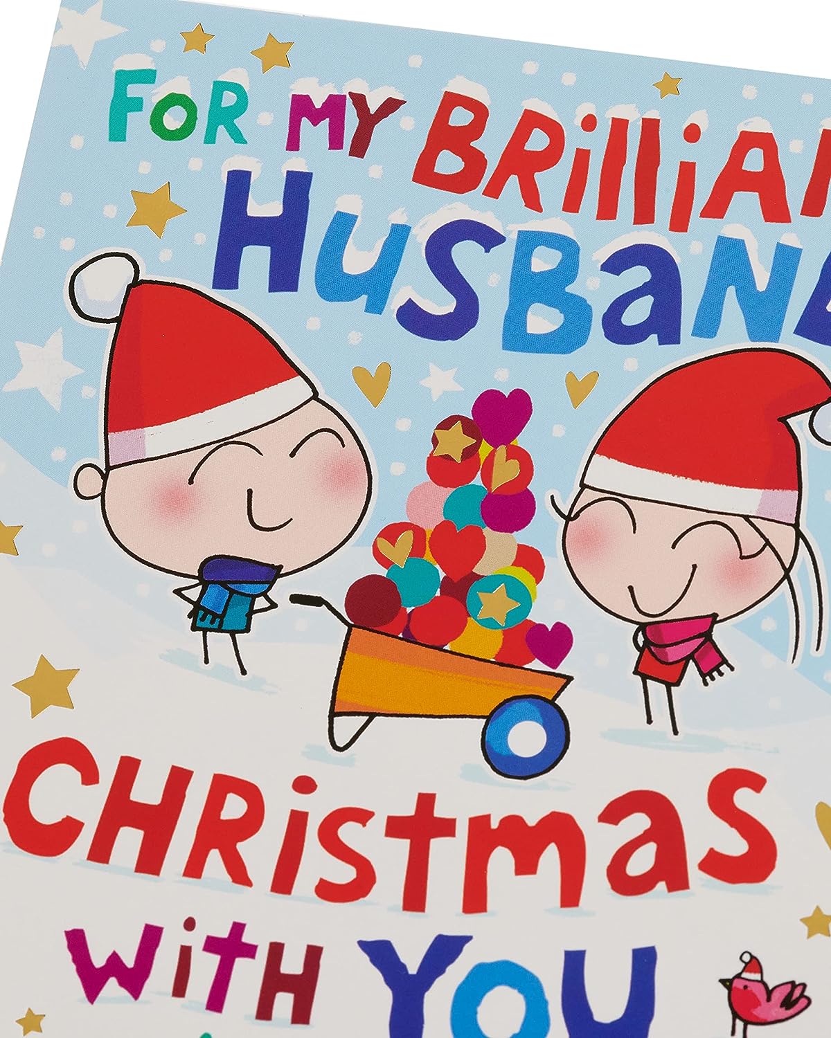 Husband Christmas Card Sweet Cartoon Couple Design 