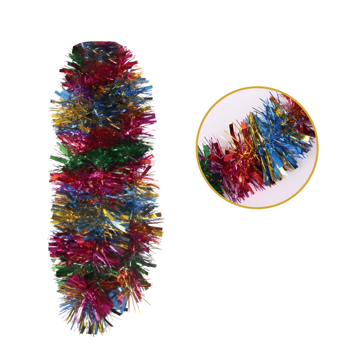 2m Christmas Chunky Multicoloured Tinsel