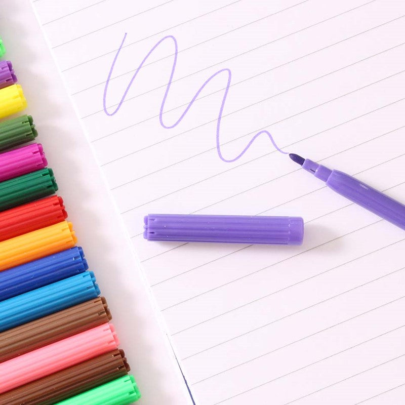 Pack of 24 Fine Tip Fibre Colouring Pens