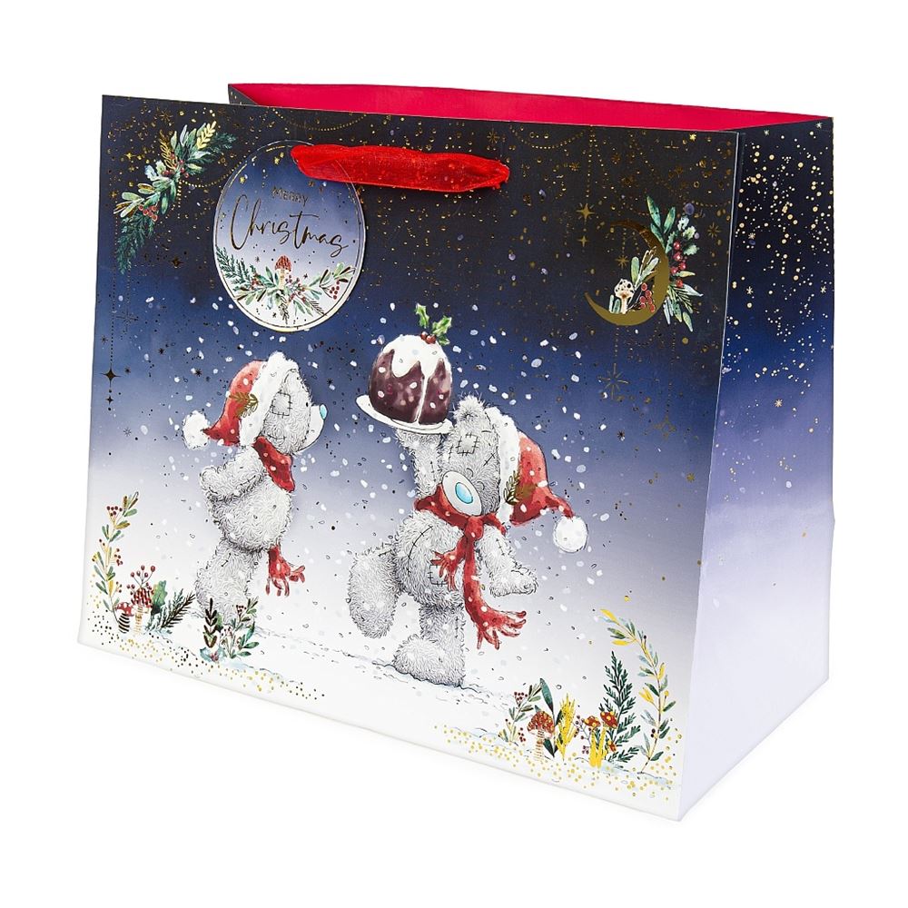 Bear with Pudding Large Christmas Gift Bag