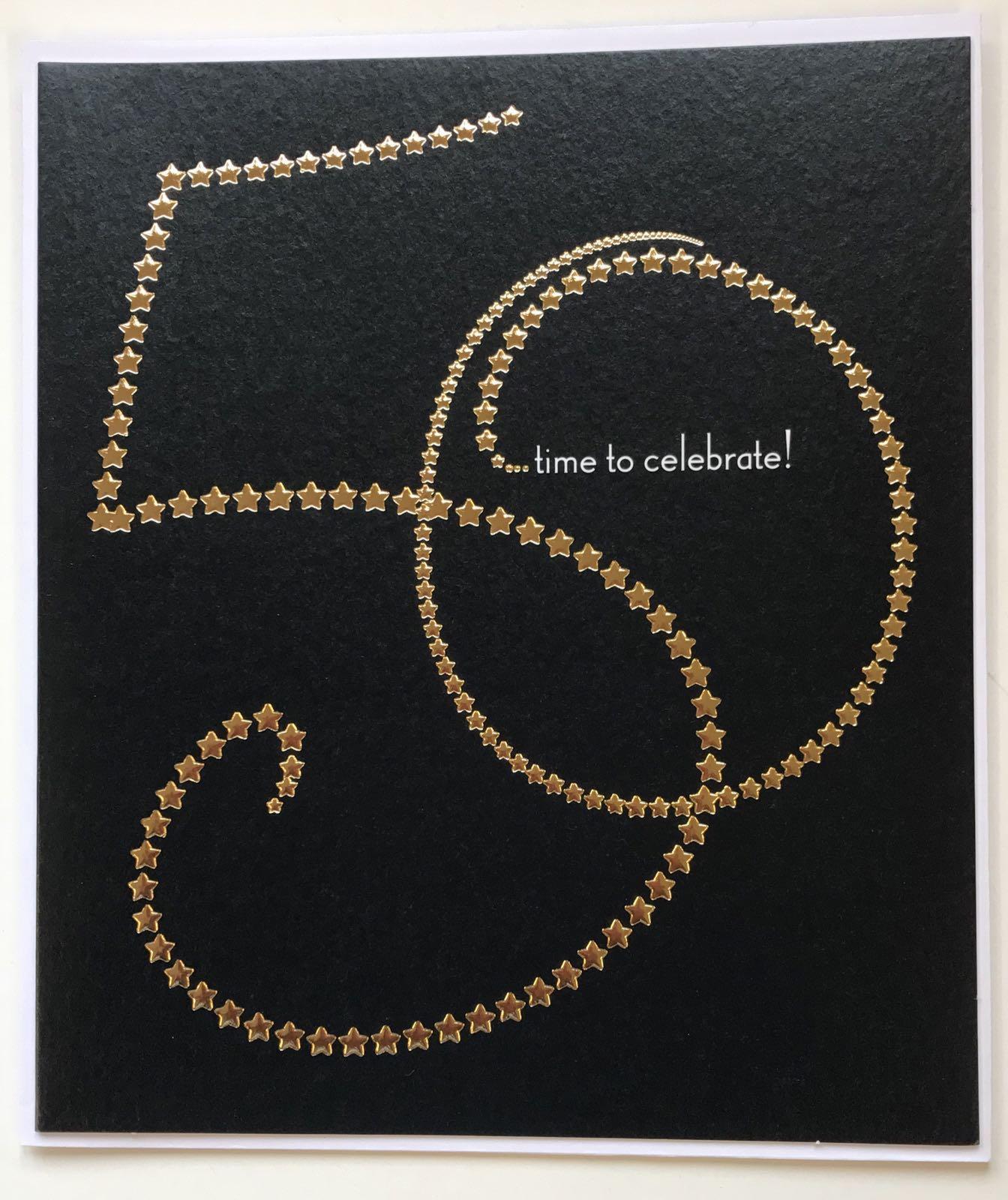 Time to Celebrate Happy 50th Birthday Greetings Card Black & Gold