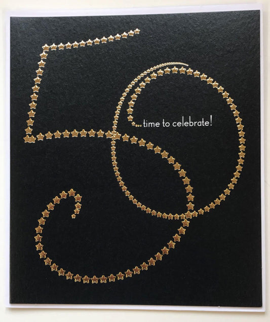 Time to Celebrate Happy 50th Birthday Greetings Card Black & Gold