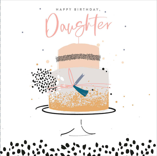 Daughter Birthday Card Cake Neon Lustre 