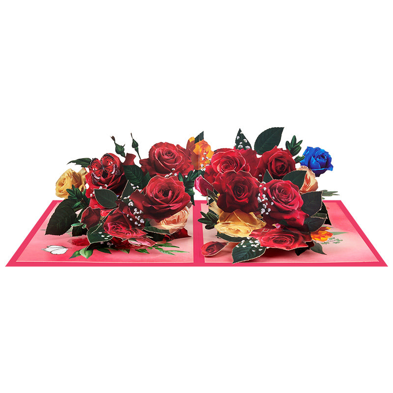 Love in Full Bloom Rose Bouquet Pop Up Greeting Card