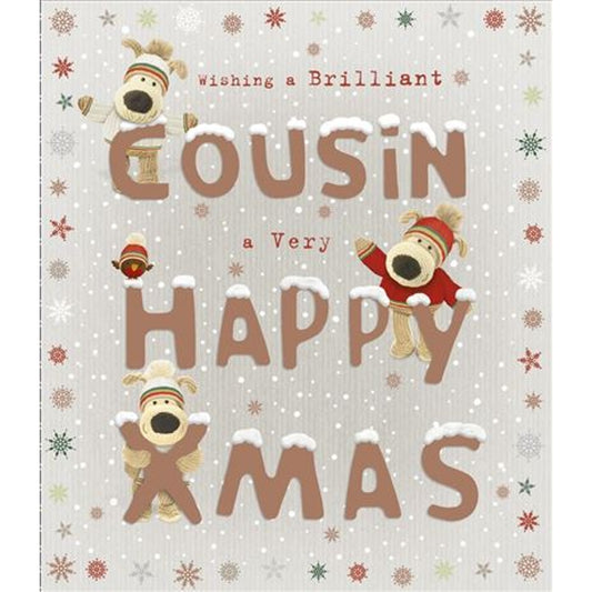 Wishing a Brilliant Cousin a Very Happy Xmas Large Type Design Christmas Card