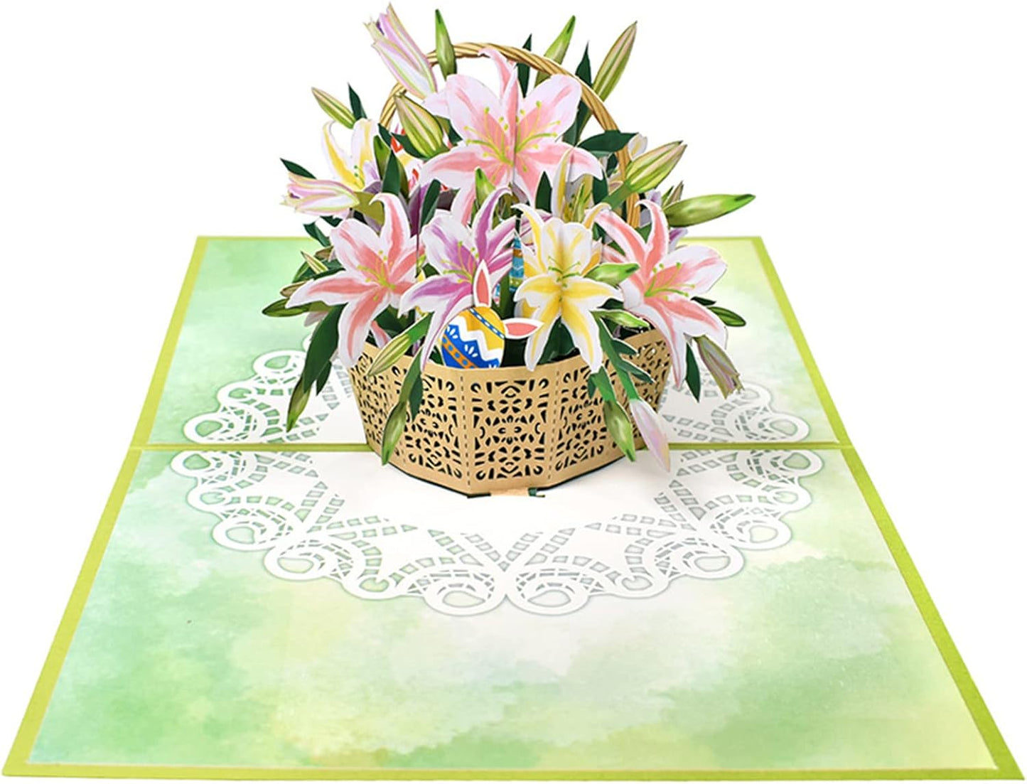 Colorful Lily Basket 3D Pop Up Easter Card