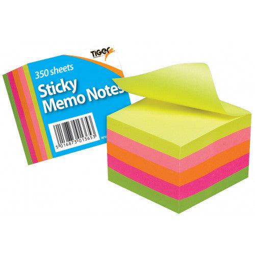 Tiger Neon Block 2x2in Sticky Notes - 350 Sheets