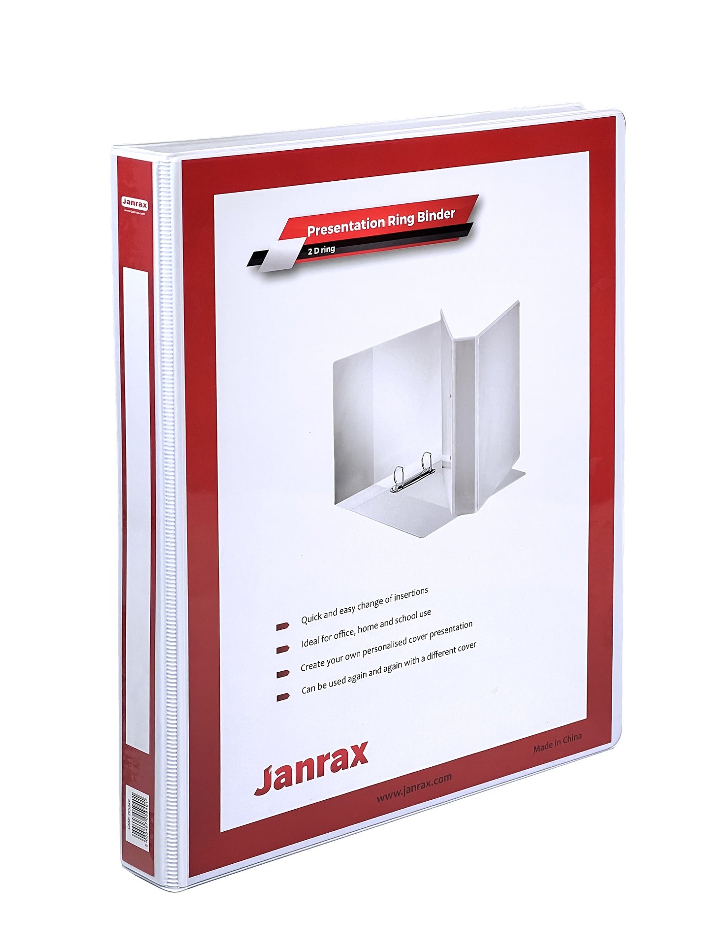 Pack of 6 A4 White 1” (25mm) Presentation 2D Ring Binders with Fully Customisable Covers