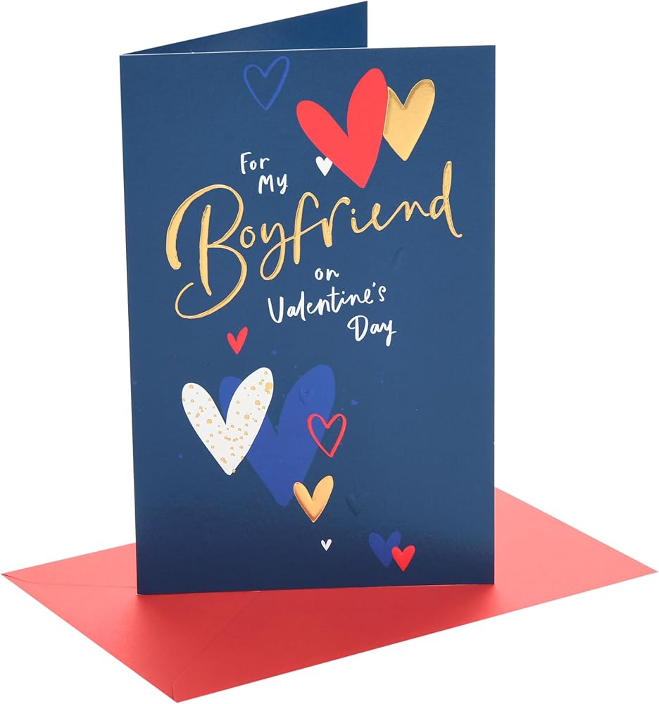 Lettering with Hearts Design Boyfriend Valentine's Day Card