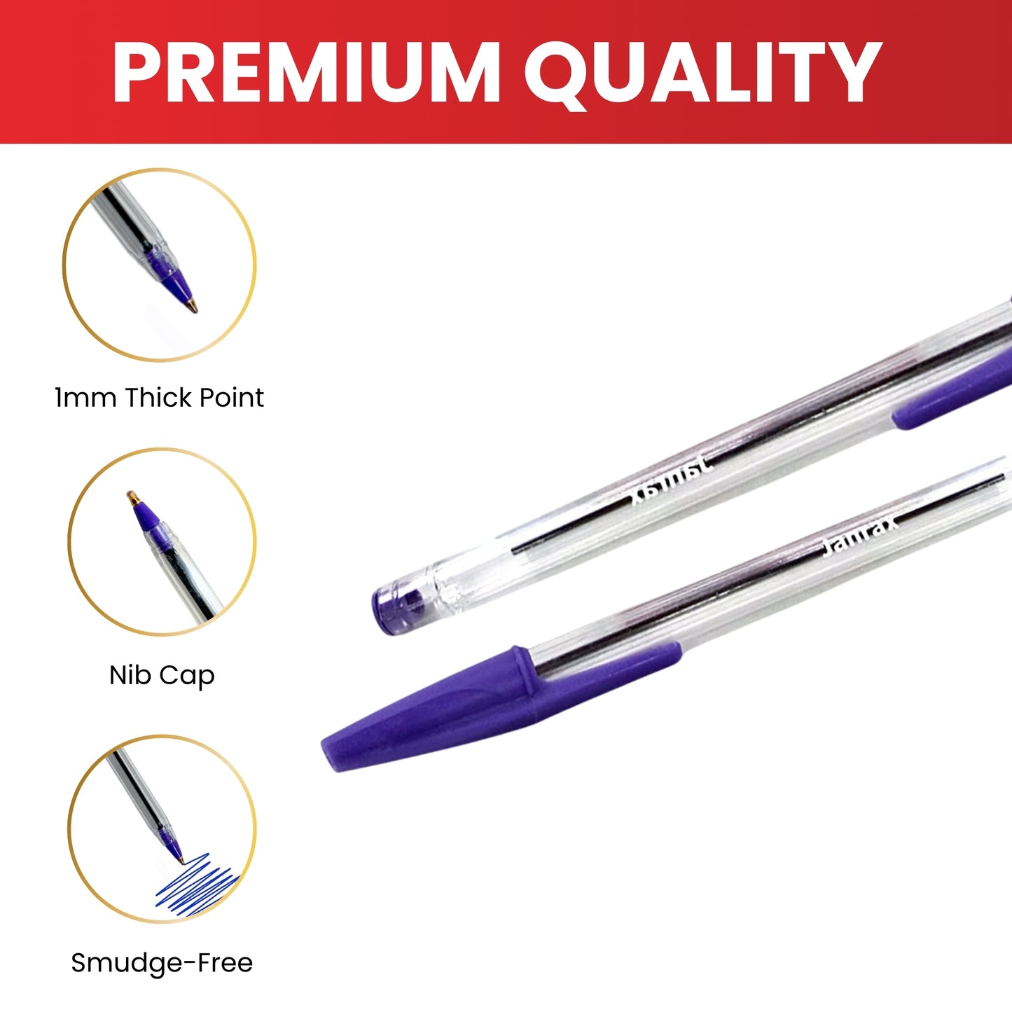 Box of 50 Assorted Ballpoint Pens Smooth Glide by Janrax