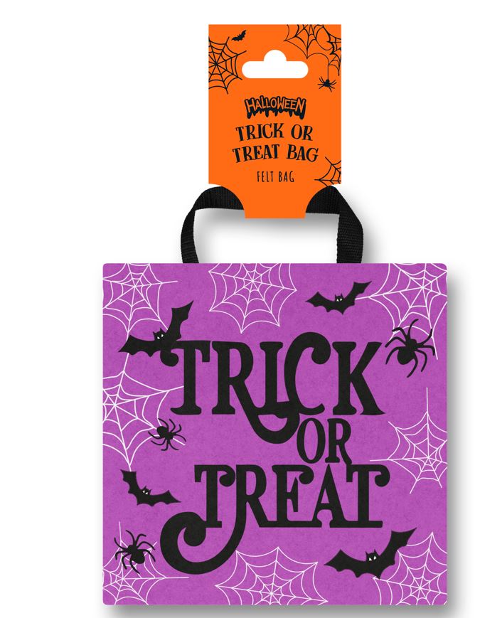 Pack of 12 Halloween Purple Trick or Treat Felt Bags