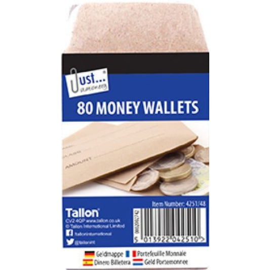 Just Stationery 70x105mm Money Envelope ( 80 Wallets)