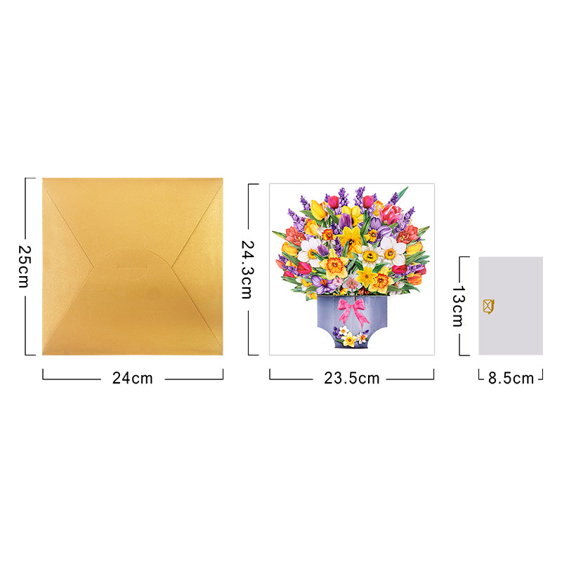 Lavender Breeze Spring Bouquet 3D Pop Up Greeting Card - Valentine’s Day Anniversary Birthday Mother's Day