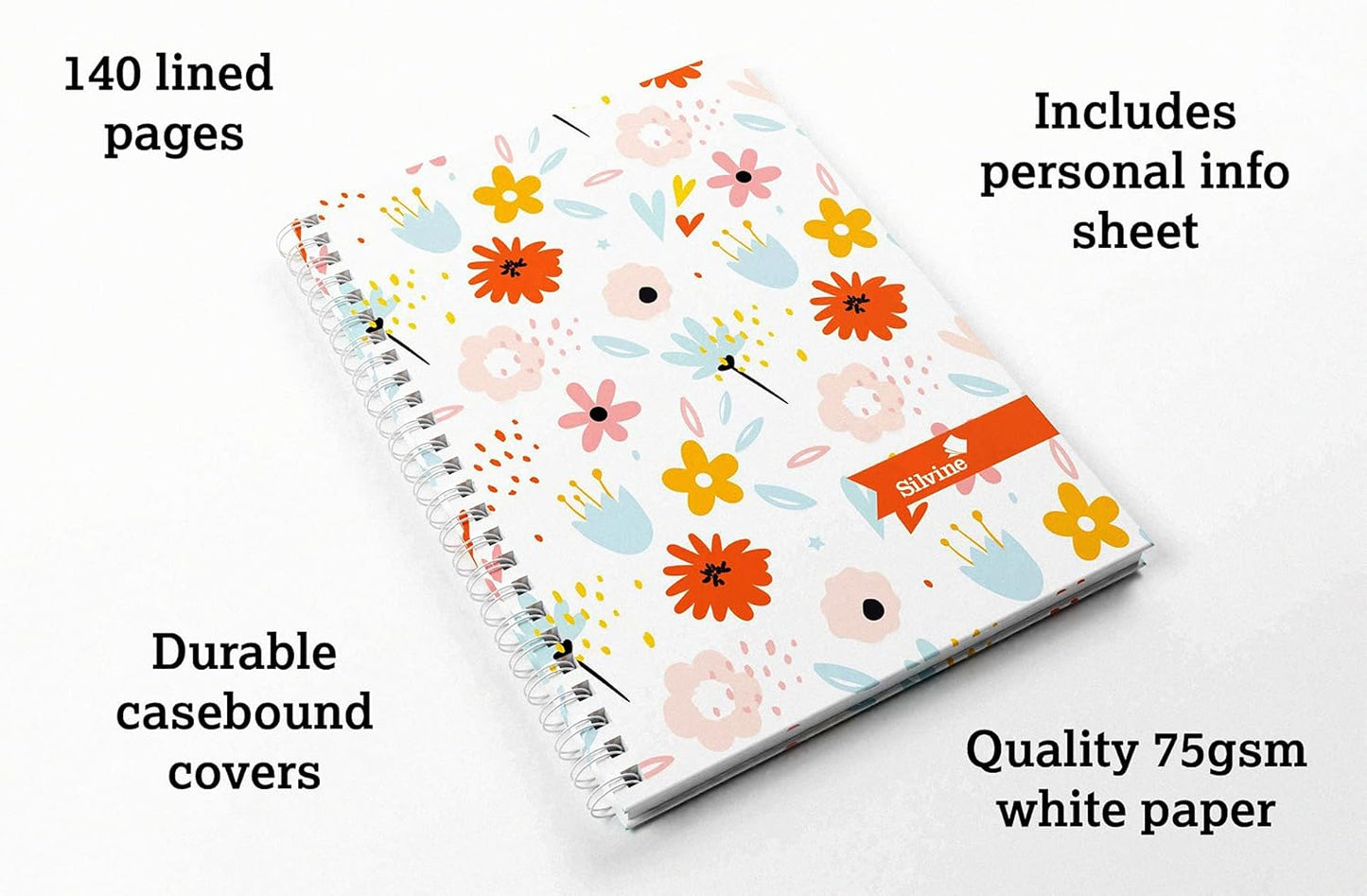 A5 140 Pages Twin Wire Marlene West Floral Hardback Notebook