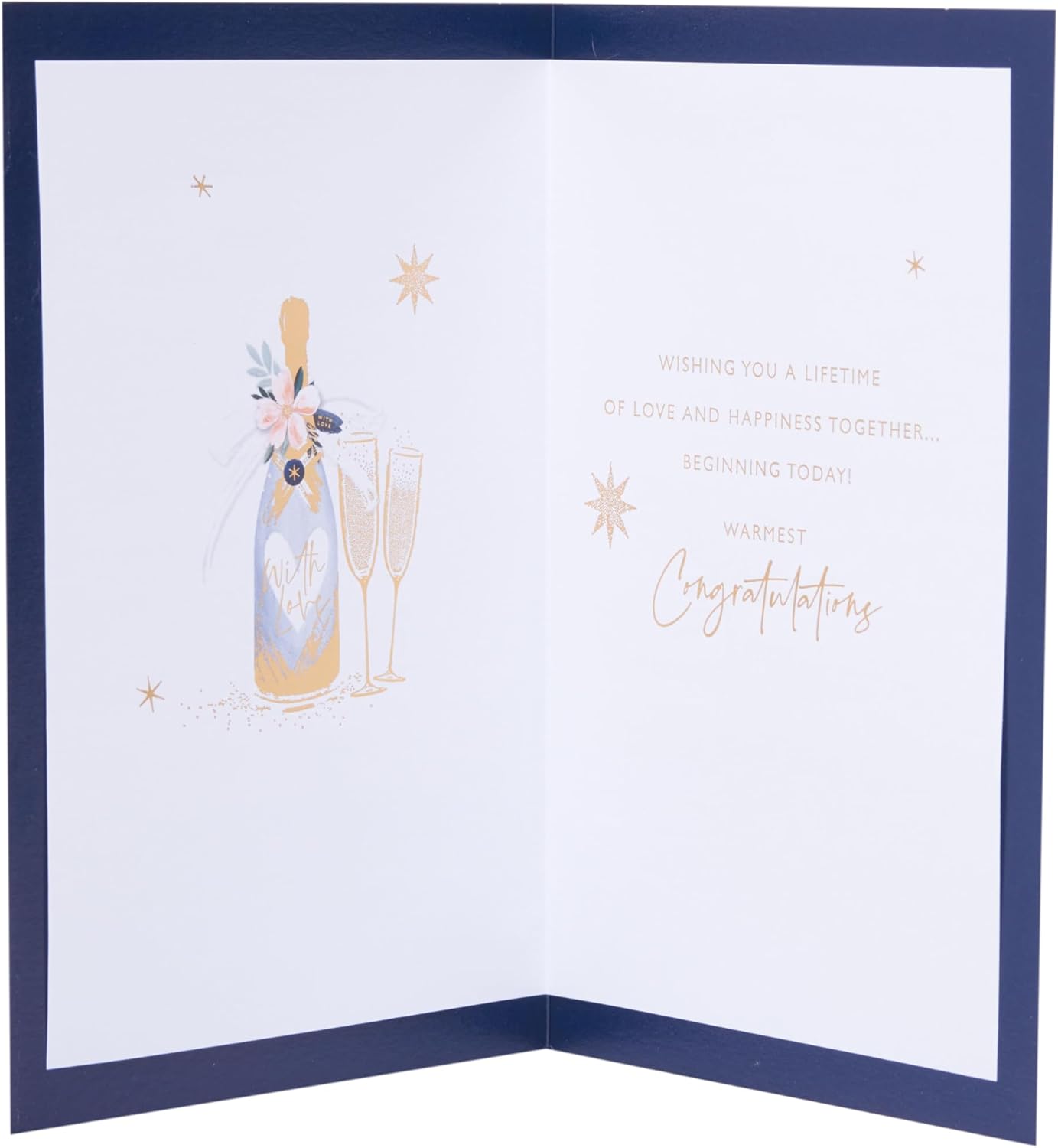 Blue & Gold Design Wedding Day Congratulations Card
