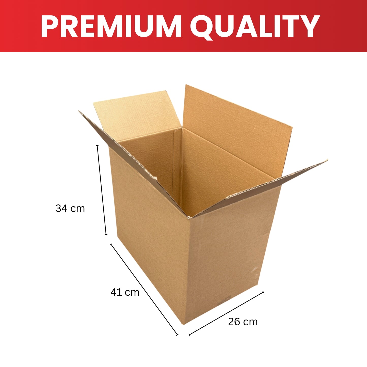 Pack of 100 Cardboard Packing Boxes 41x26x34cm — 3mm Corrugated Flute