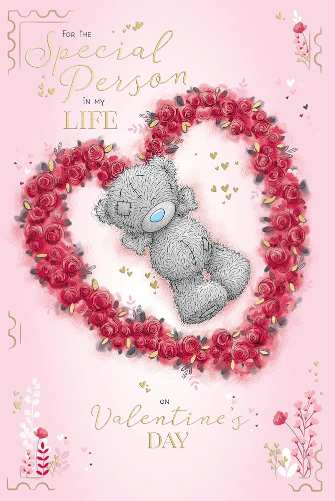 Bear Lying In Heart Shape Of Flower Special Person In My Life Valentine's Day Card
