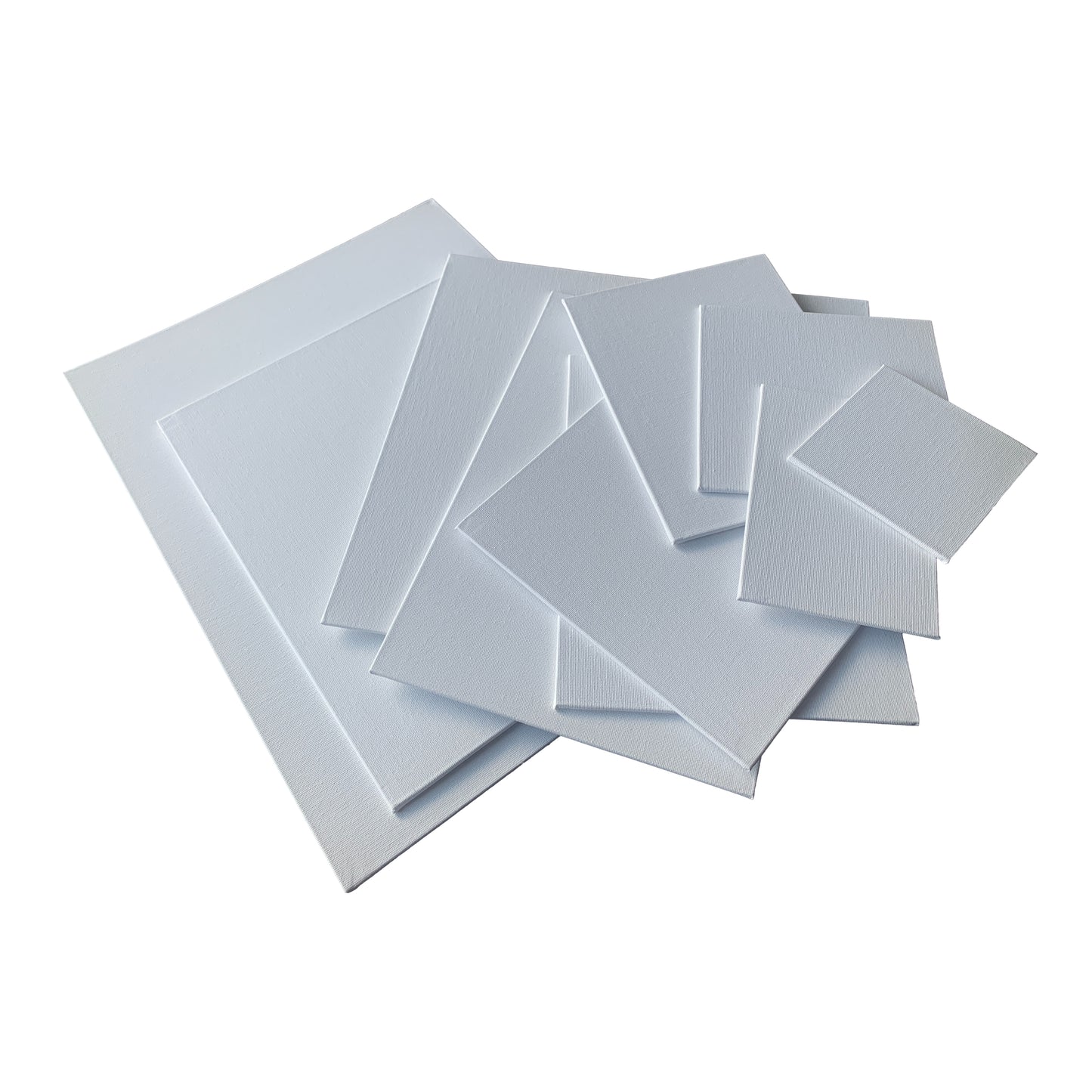 Set of 10 Assorted Sizes Blank White Flat Stretched Board Art Canvas By Janrax