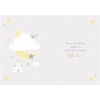 Cloud Moon And Stars Baptism Congratulations Card