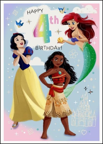 Disney Princess 4th Birthday Card Puzzle Inside