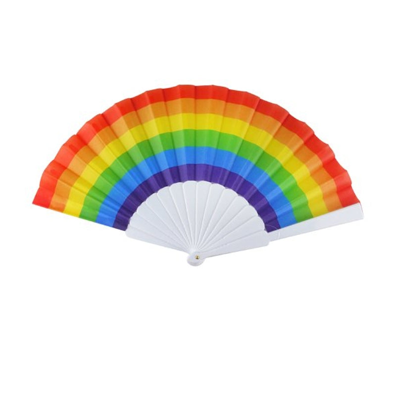 Pride 23cm Folding Fan with Rainbow Plastic Handle