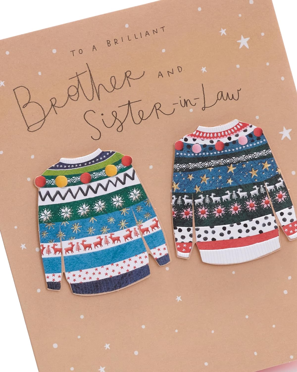 Brother and Sister-in-Law Christmas Card Festive Jumpers Design 