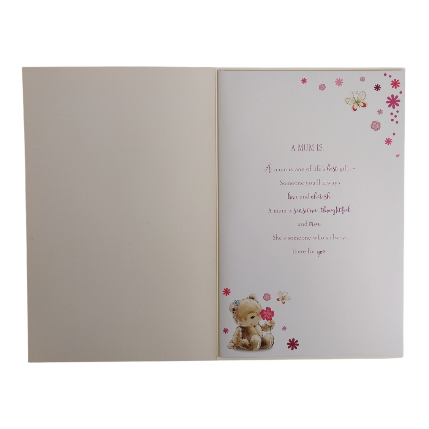 For A Special Mum Teddy Design 8 Page Insert Luxury Mother's Day Card