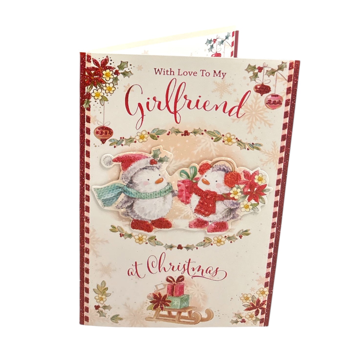 With Love to My Girlfriend Penguins Festive Design Christmas Card