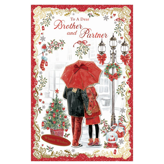 To a Dear Brother and Partner Winter Wishes Christmas Card