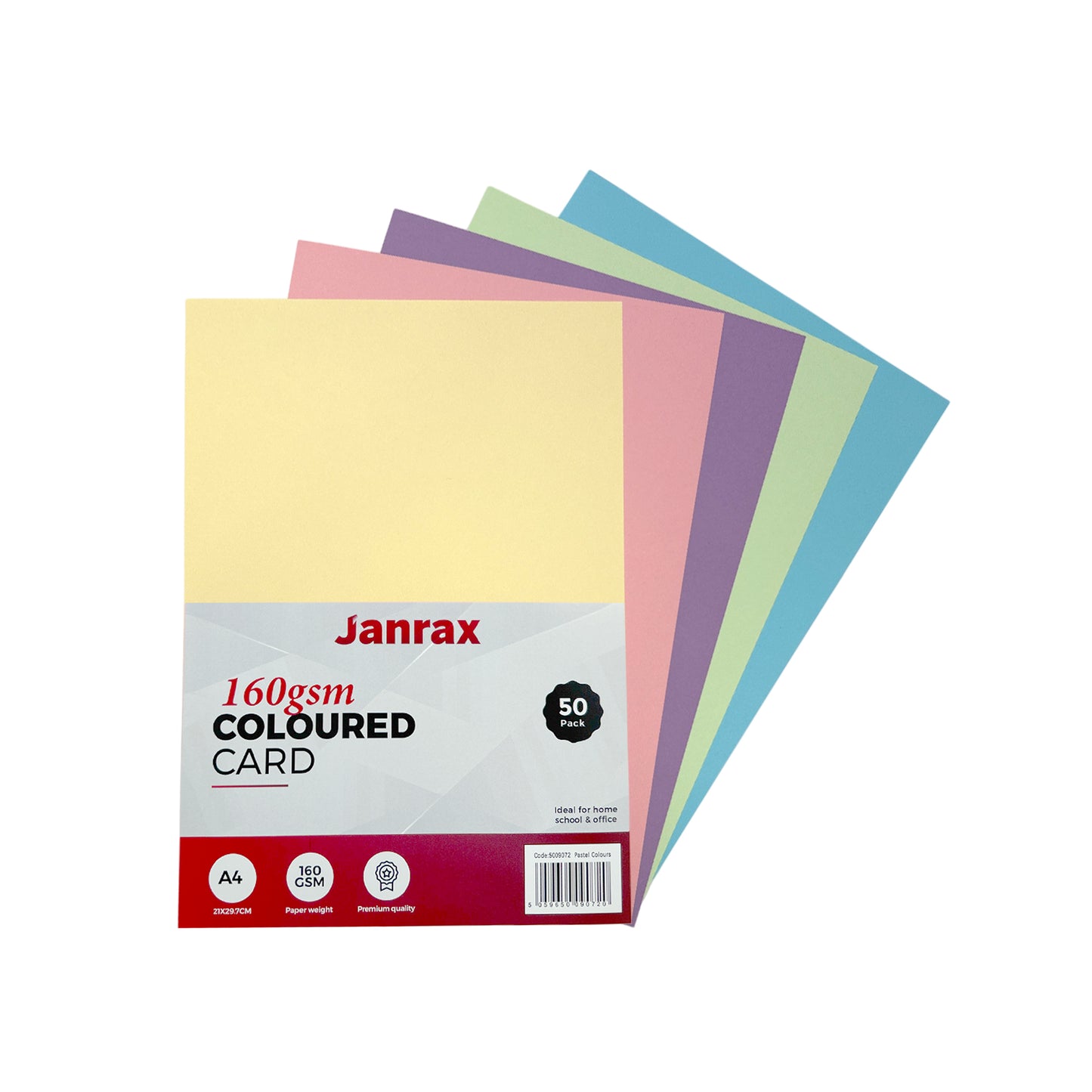 Pack of 500 A4 Assorted Pastel Coloured Card 160gsm Sheets
