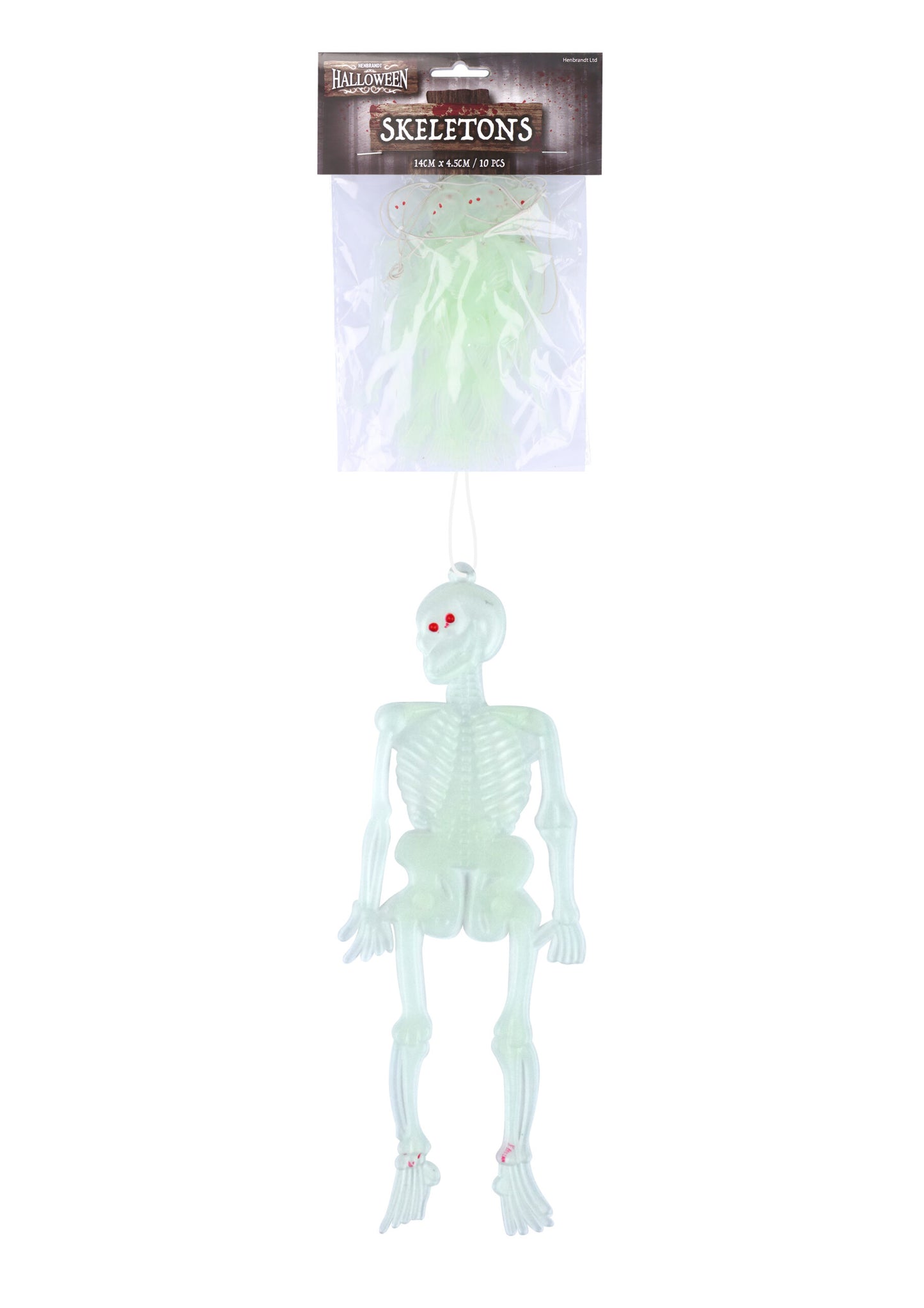 Pack of 10 Halloween Decoration Glow in the Dark Hanging Skeletons