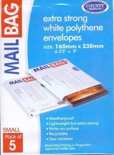 Pack of 5 Extra Strong Small Mail Bags 160 x 230mm