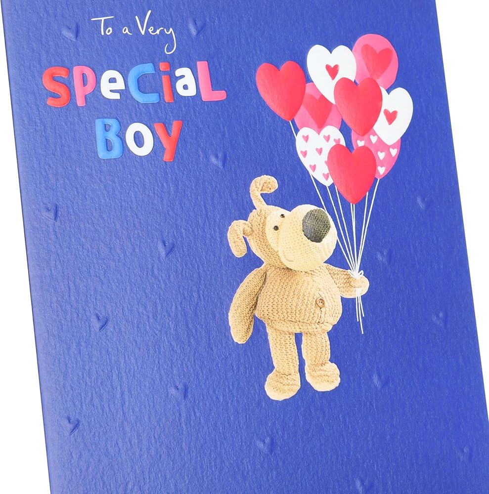 Boofle With Heart Balloons for Special Boy Valentine's Day Card