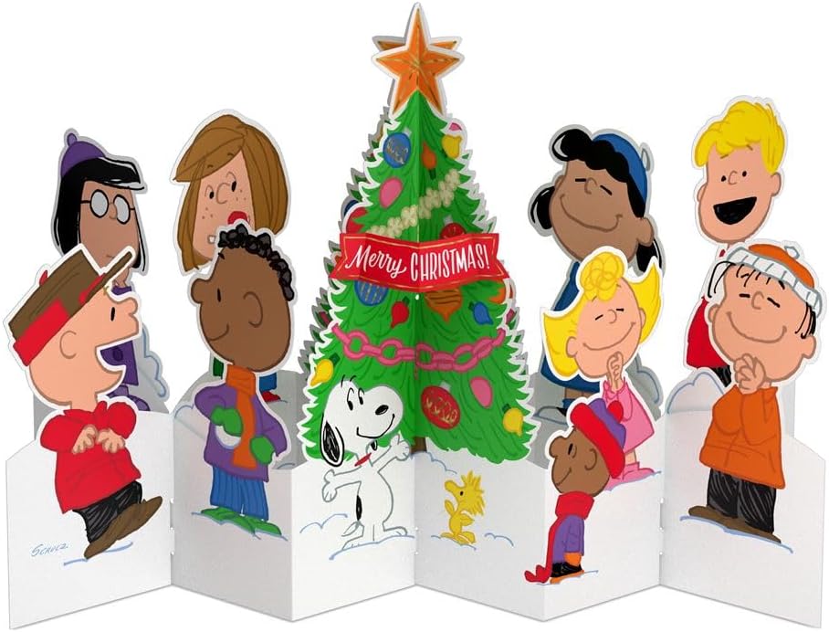 Peanuts Comics with Xmas Tree Design 3D Pop Up Christmas Card