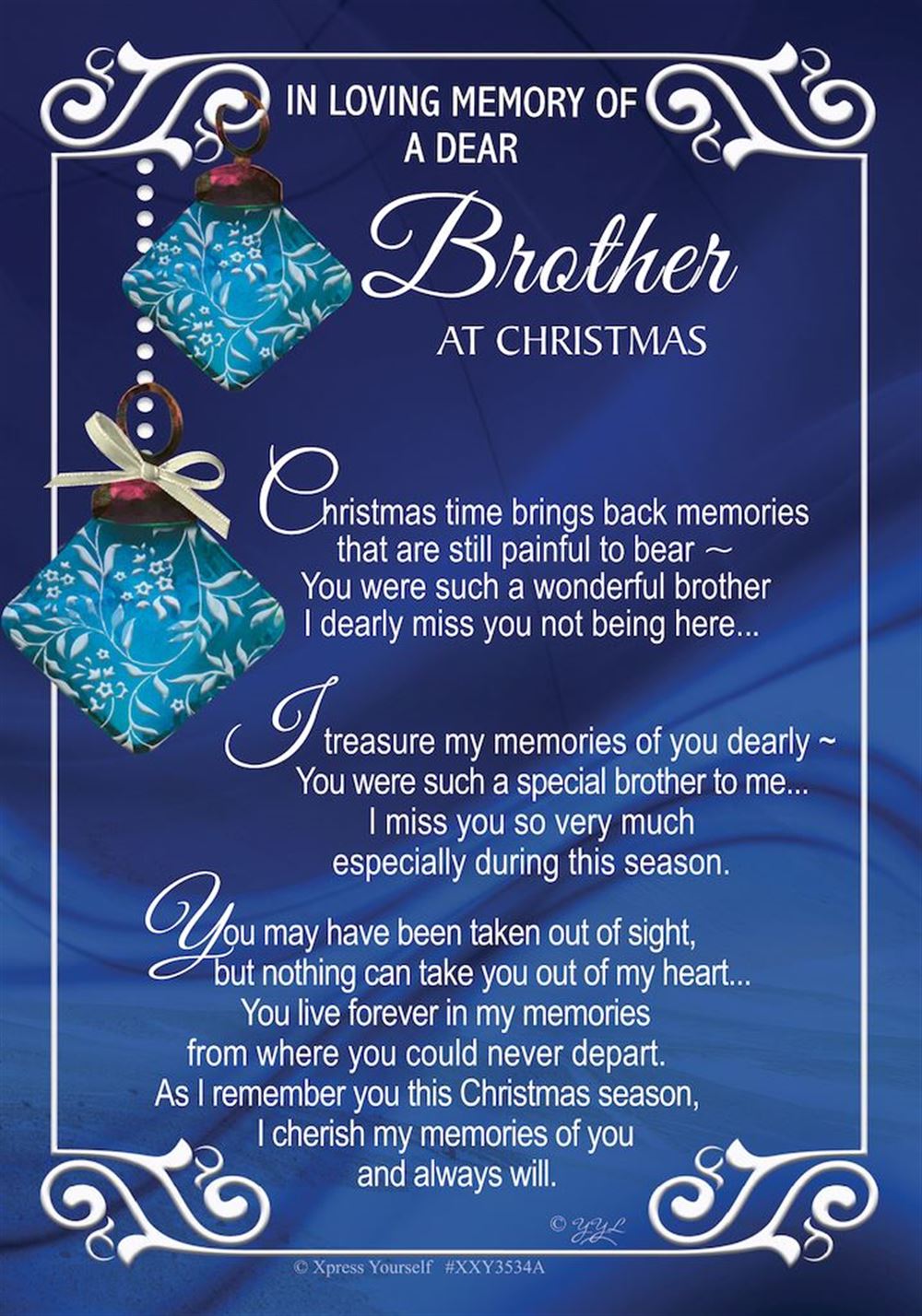 In Loving Memory of a Dear Brother Christmas Graveside Keepsake Card