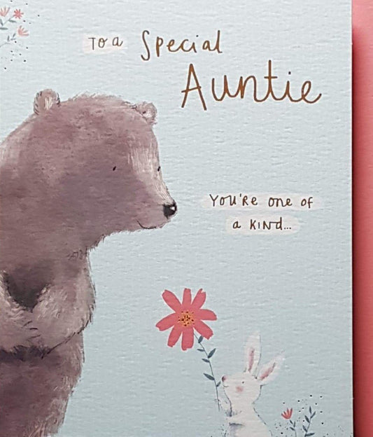 Auntie Birthday Card Rabbit and Bear
